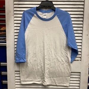 Gildan Baseball Style Tee Baby Blue / White size M